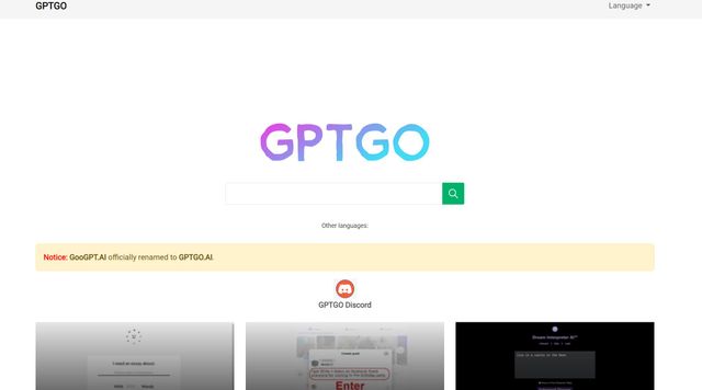 GPTGO AI Homepage Screenshot by Best Free AI Teams 