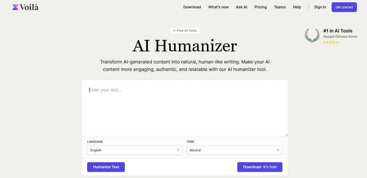 Voila AI Humanizer Feature Platform Overview | Best Free AI Tools Team Review