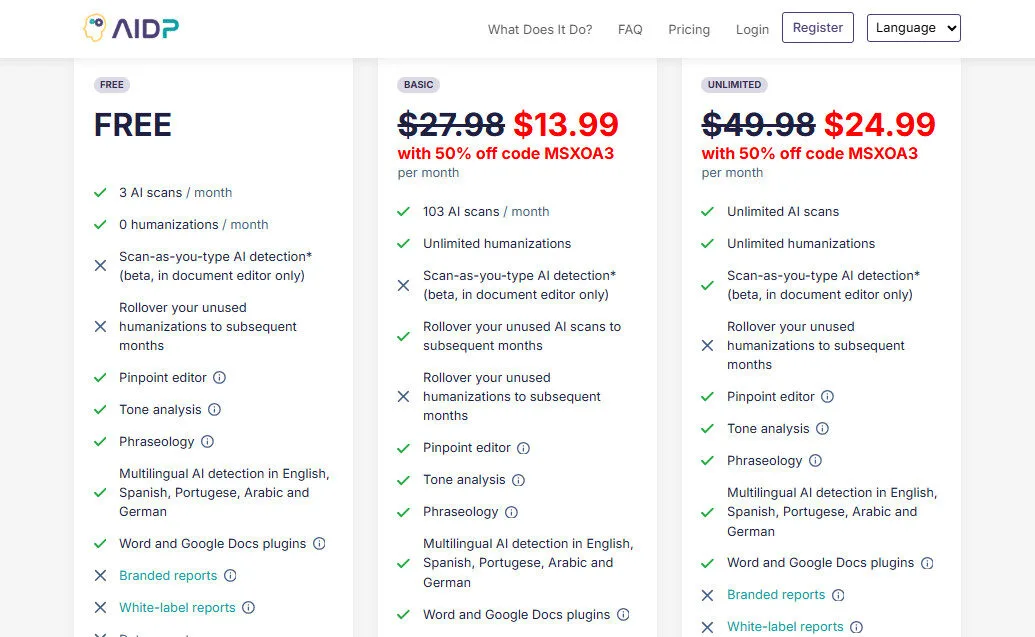 AIdetector Pro Monthly Pricing Plans | Best Free AI Tools Price Guide