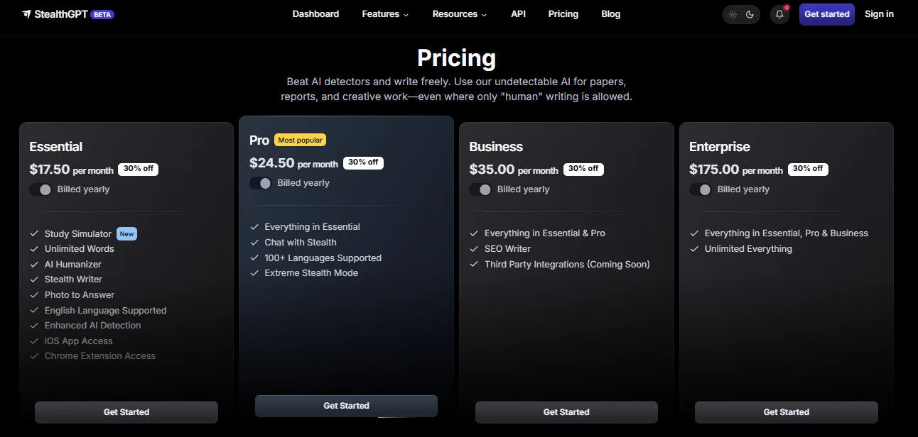 Stealthgpt AI Yearly Pricing Plans | Best Free AI Tools Price Guide