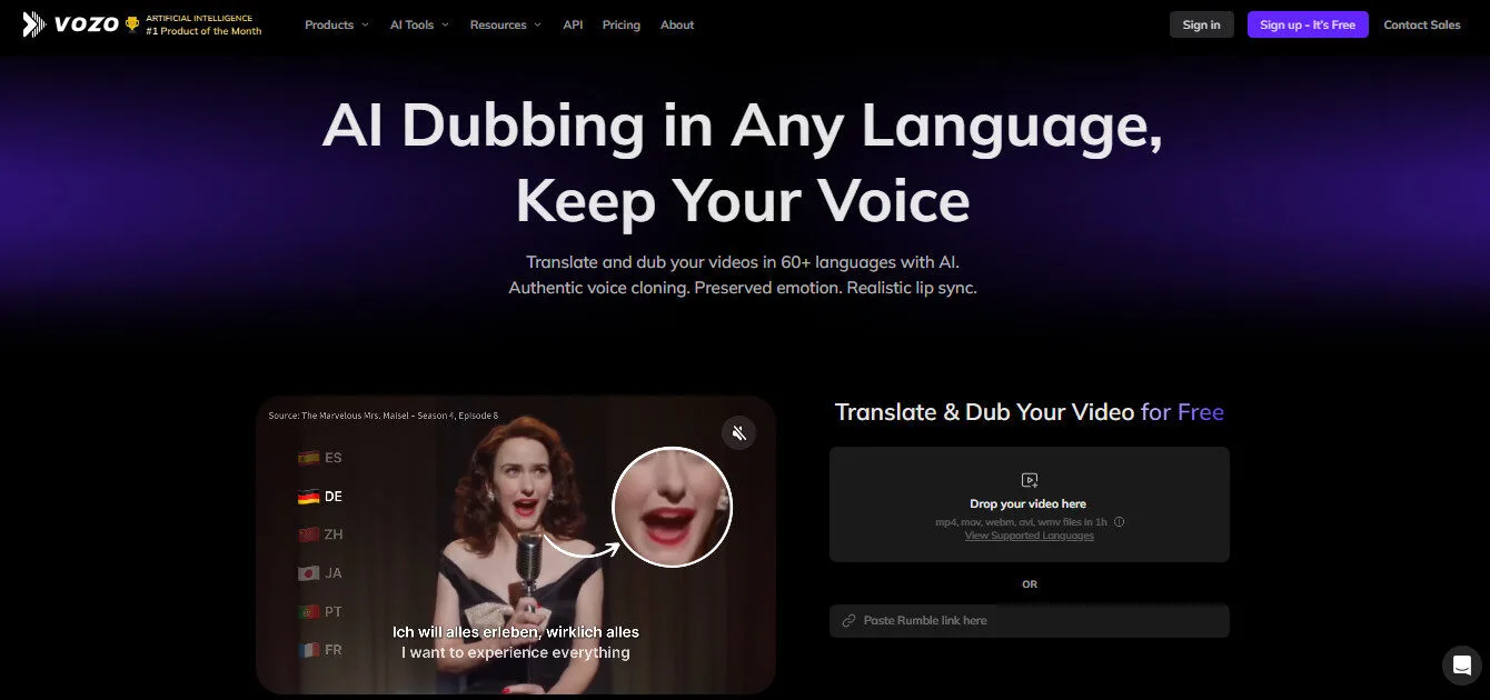 Vozo AI Dubbing Video Generator AI Features Platform Overview | Best Free AI Tools Team Review