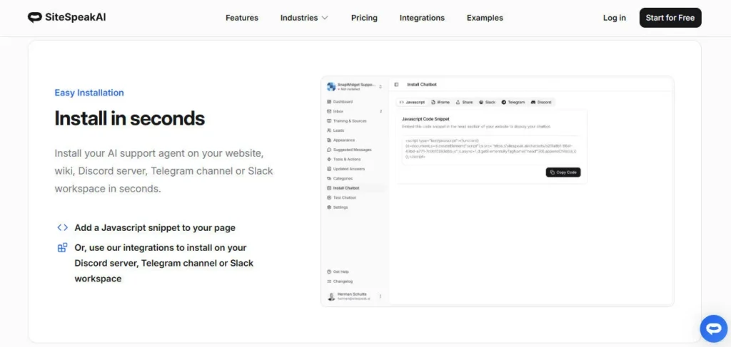 SiteSpeak AI screenshot
